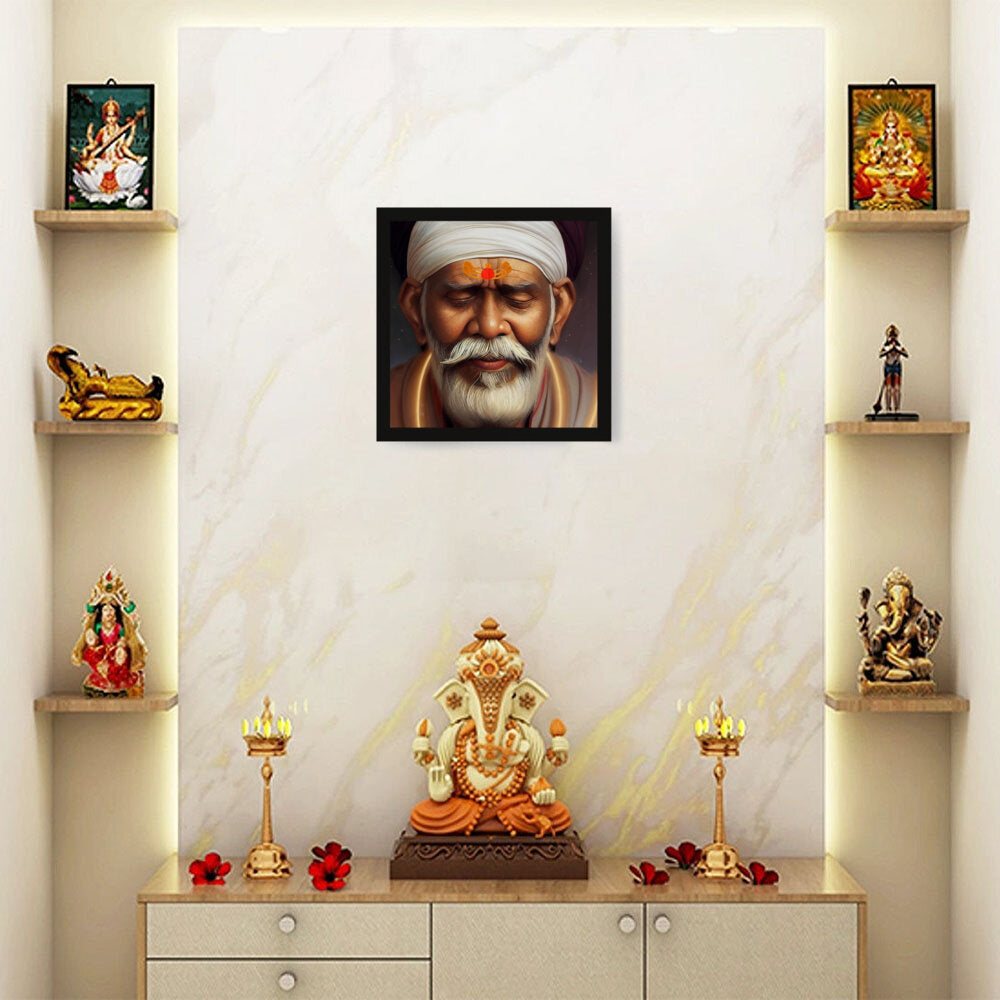 Sai-Baba-Ai Art - Framed Canvas