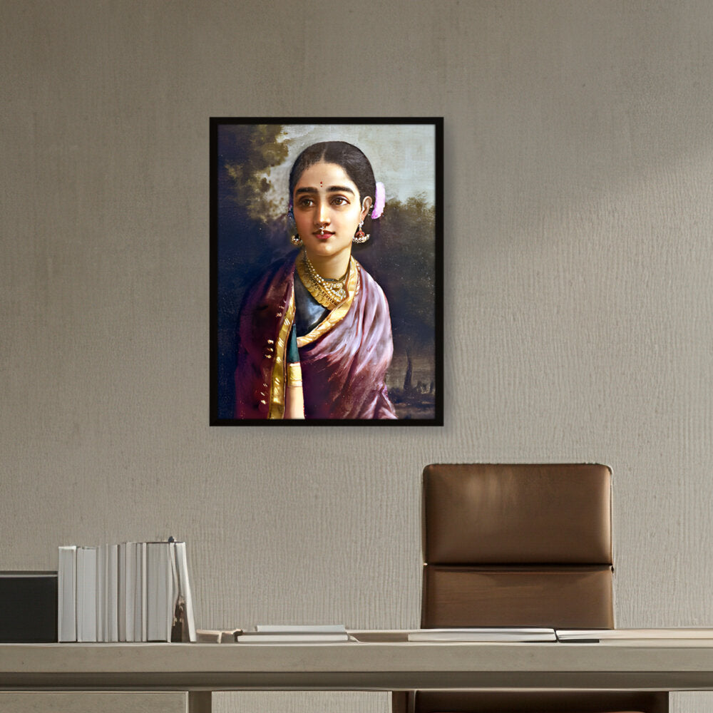 Radha-moonlight - Framed Canvas