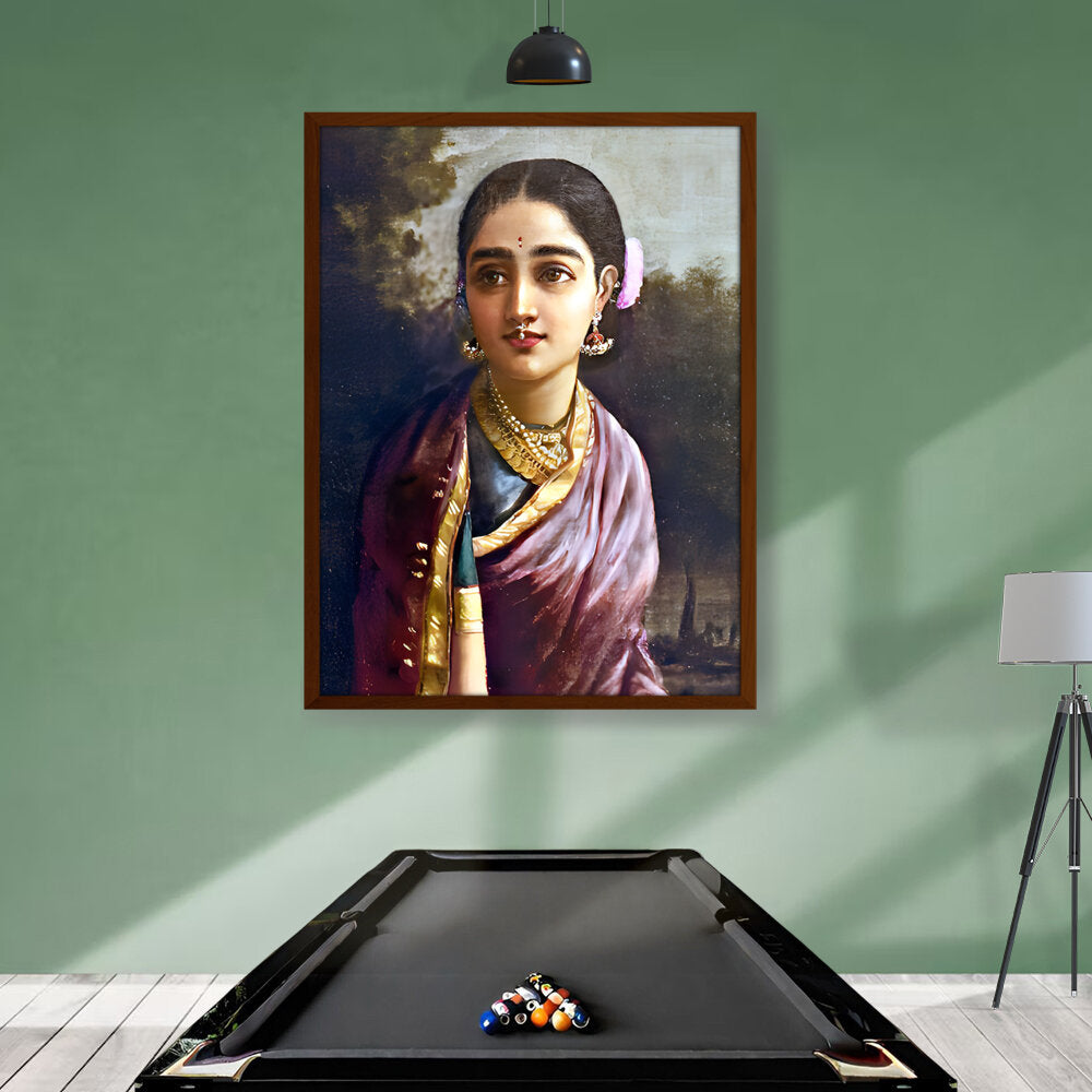 Radha-moonlight - Framed Canvas