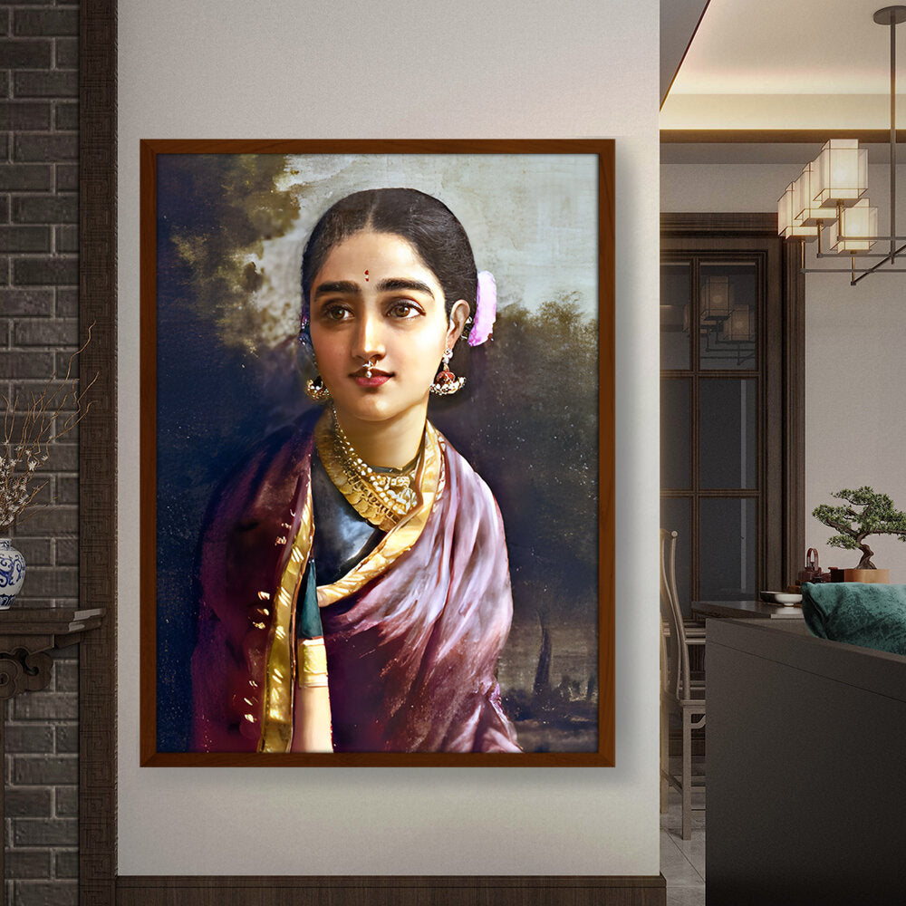 Radha-moonlight - Framed Canvas