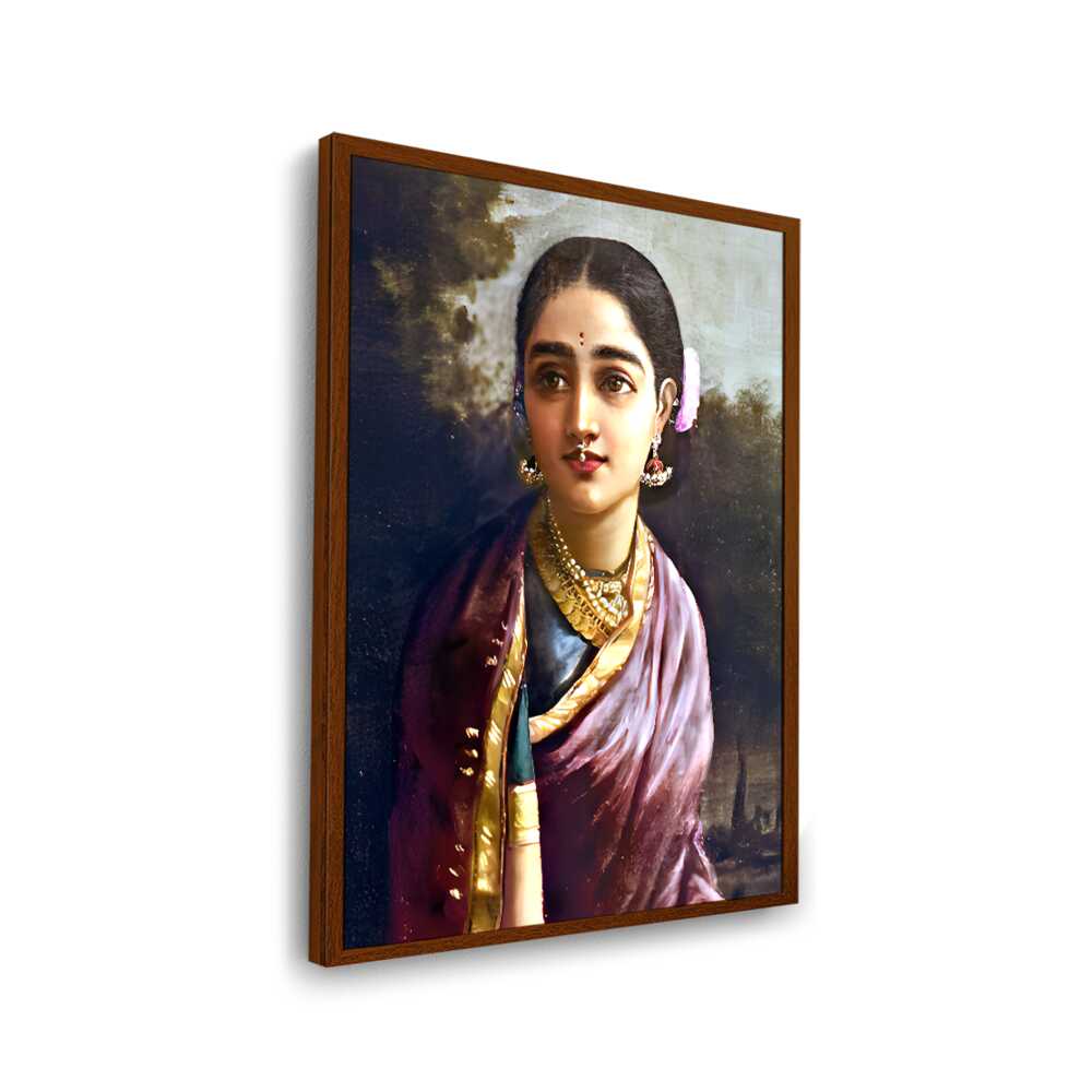 Radha-moonlight - Framed Canvas
