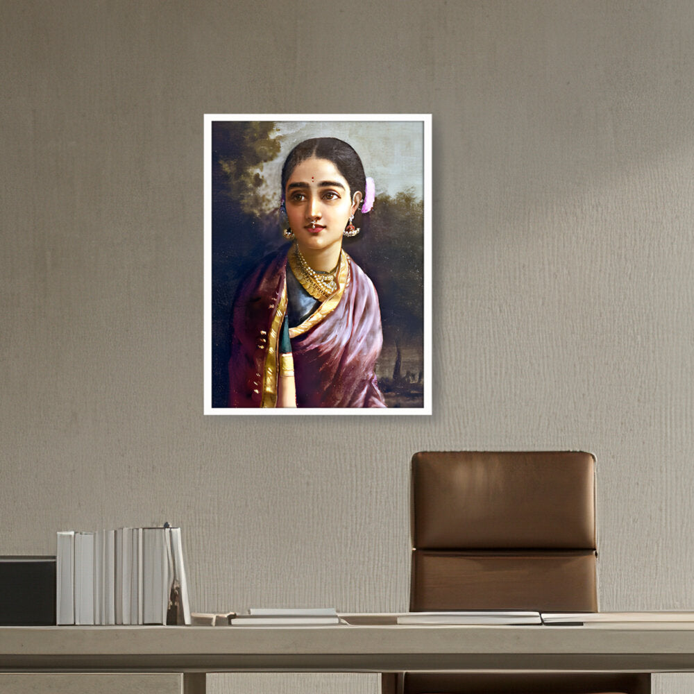 Radha-moonlight - Framed Canvas