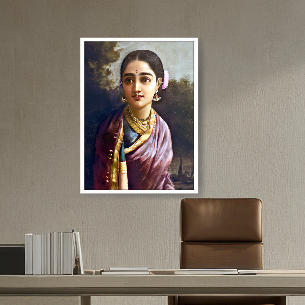Radha-moonlight - Framed Canvas