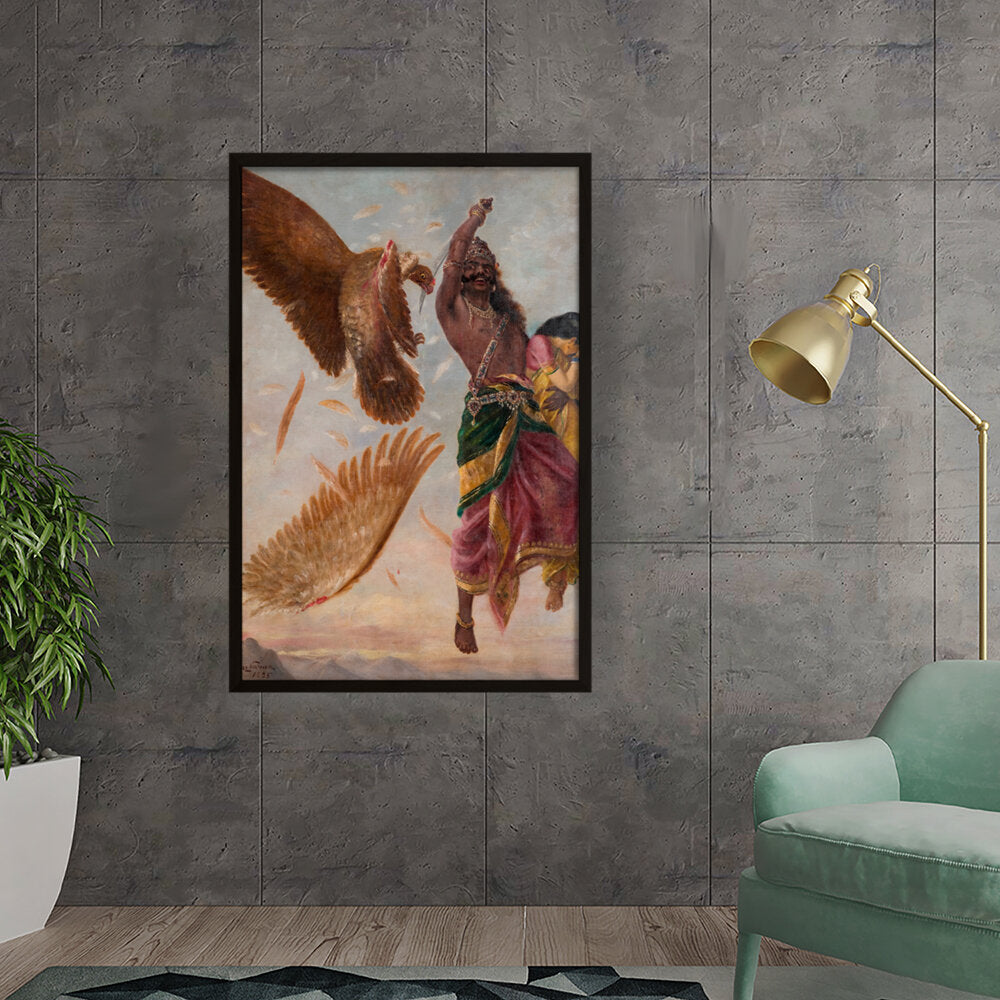 Jatayu Ravan Sita_RRV - Framed Canvas