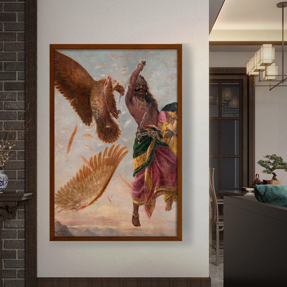 Jatayu Ravan Sita_RRV - Framed Canvas