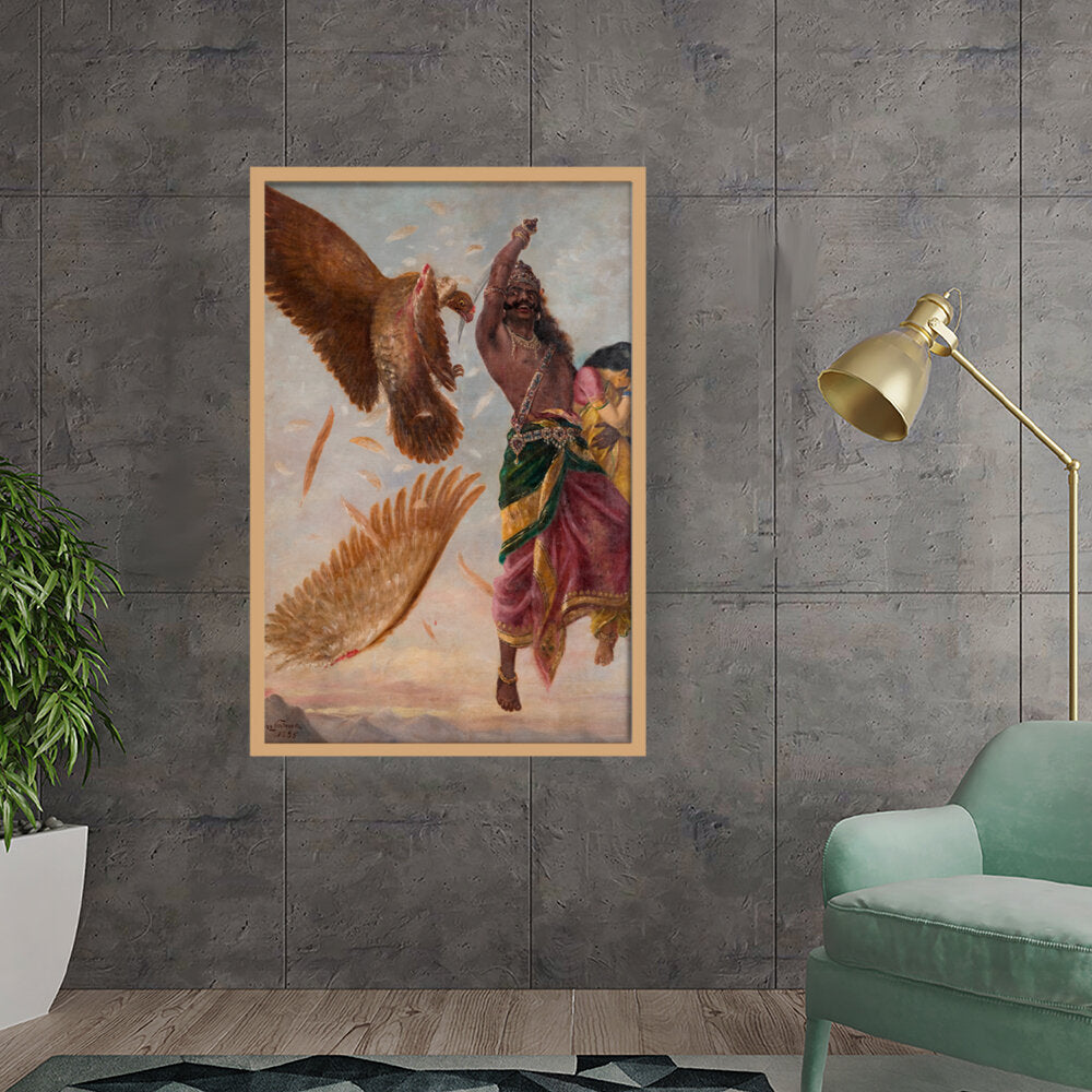 Jatayu Ravan Sita_RRV - Framed Canvas