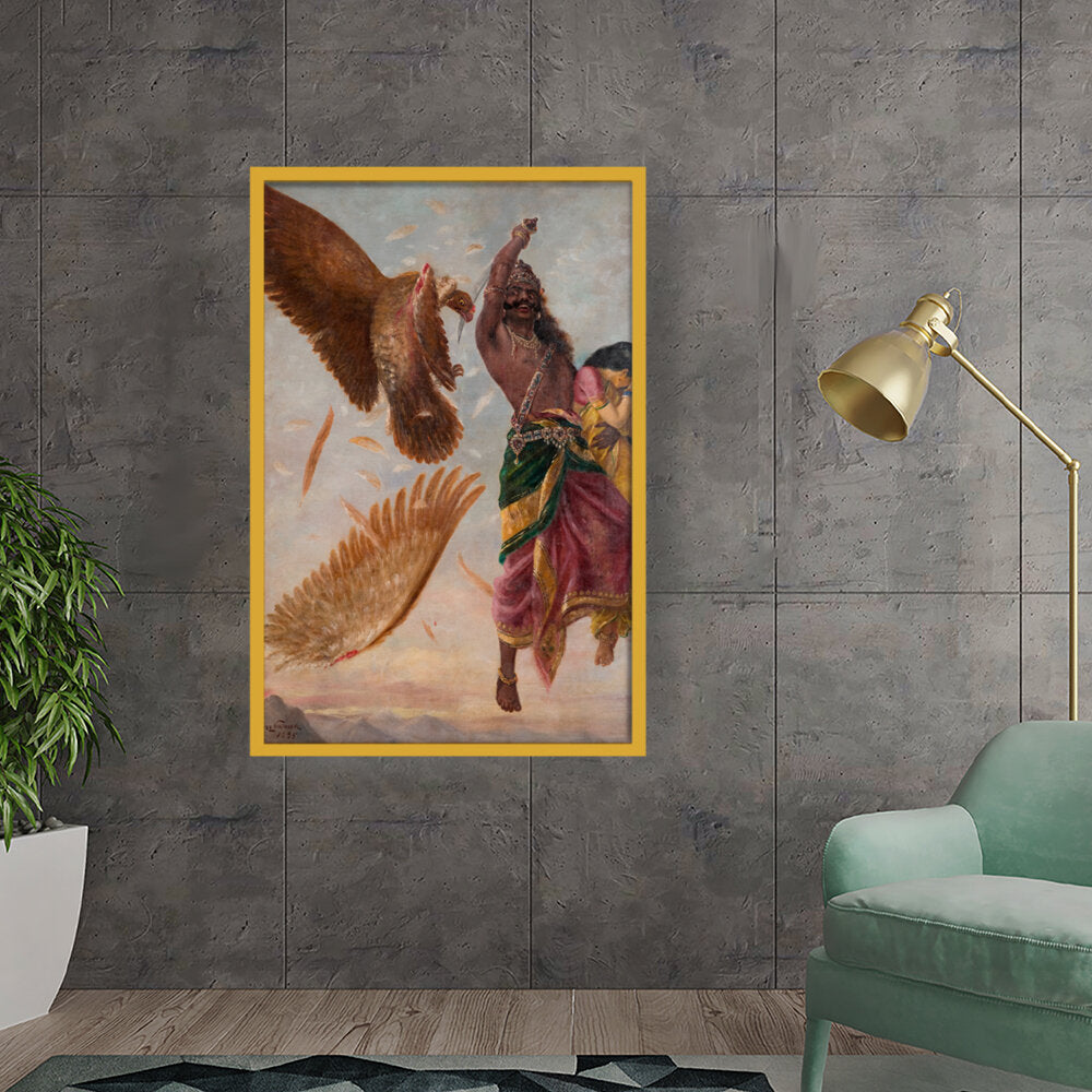 Jatayu Ravan Sita_RRV - Framed Canvas