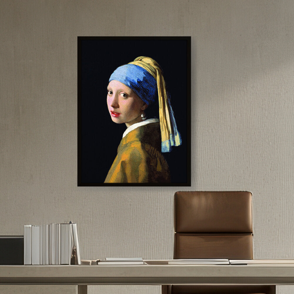 The Girl With A Pearl Earring - Framed Canvas