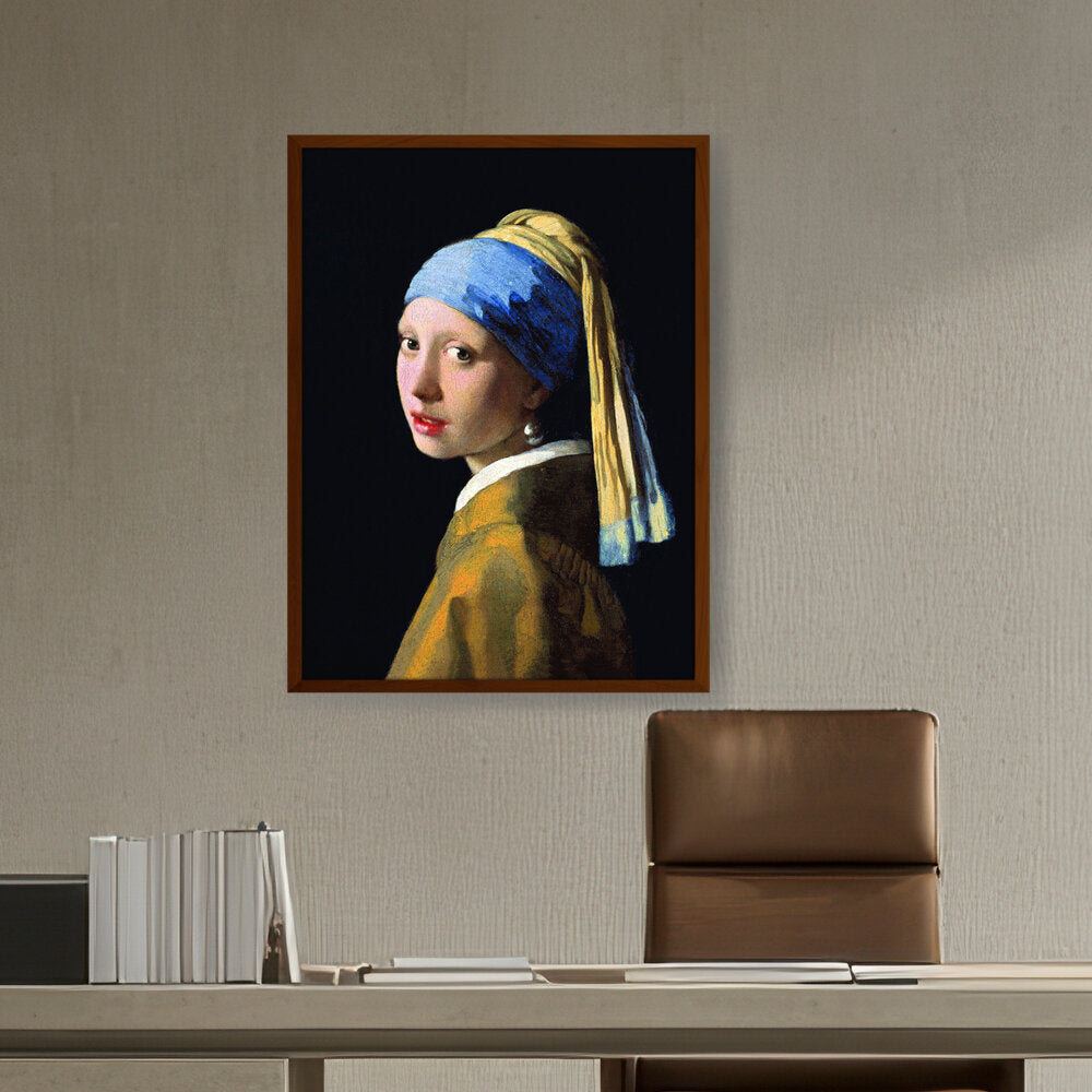 The Girl With A Pearl Earring - Framed Canvas