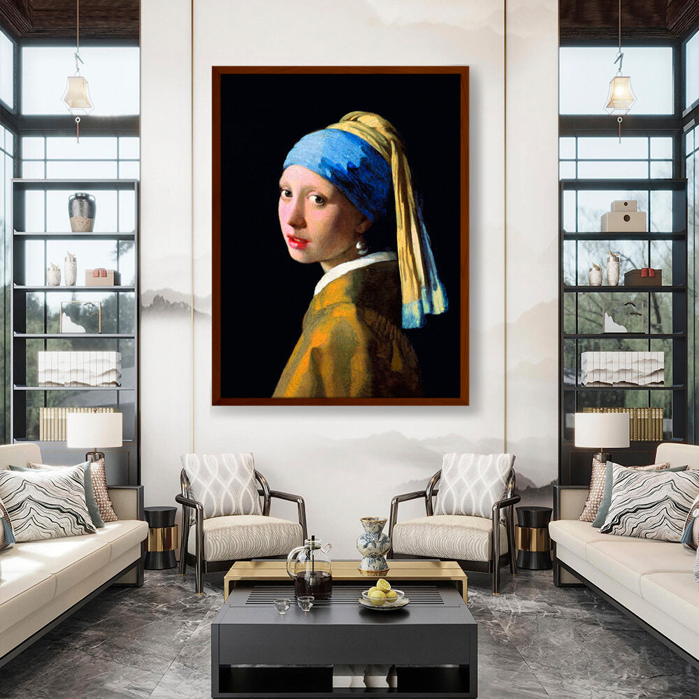 The Girl With A Pearl Earring - Framed Canvas