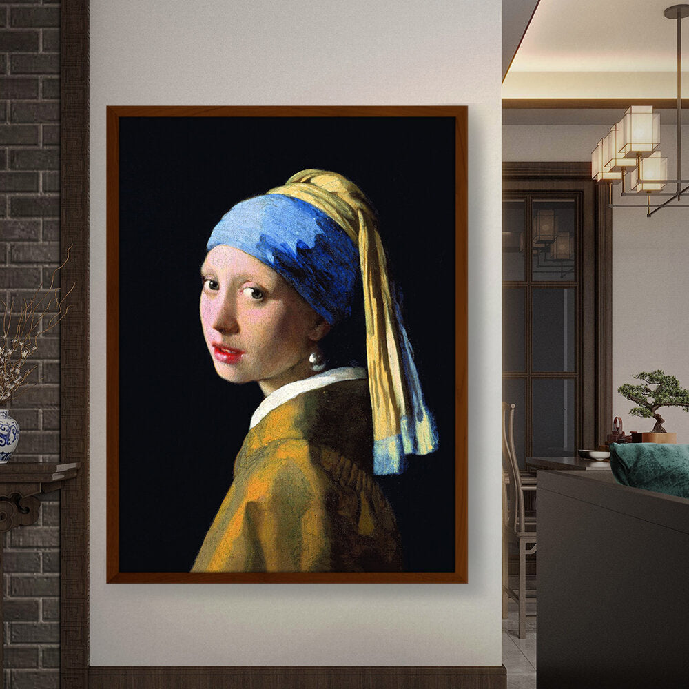 The Girl With A Pearl Earring - Framed Canvas