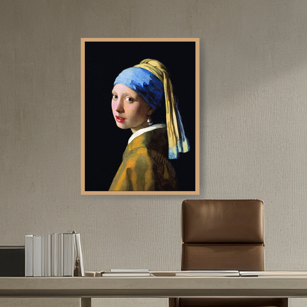 The Girl With A Pearl Earring - Framed Canvas