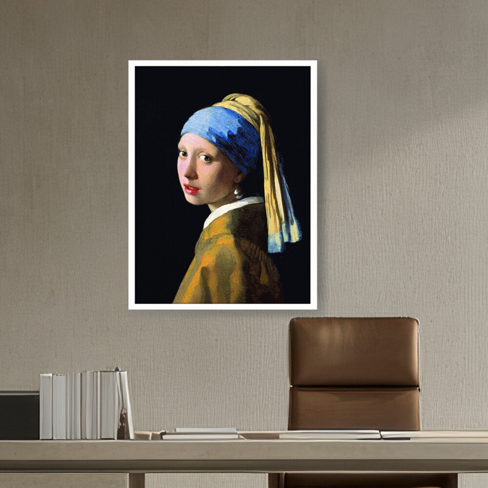 The Girl With A Pearl Earring - Framed Canvas