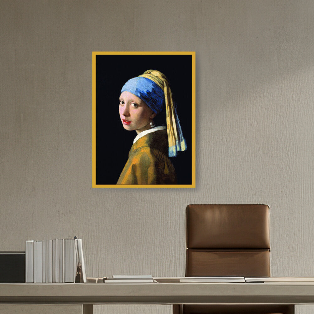 The Girl With A Pearl Earring - Framed Canvas
