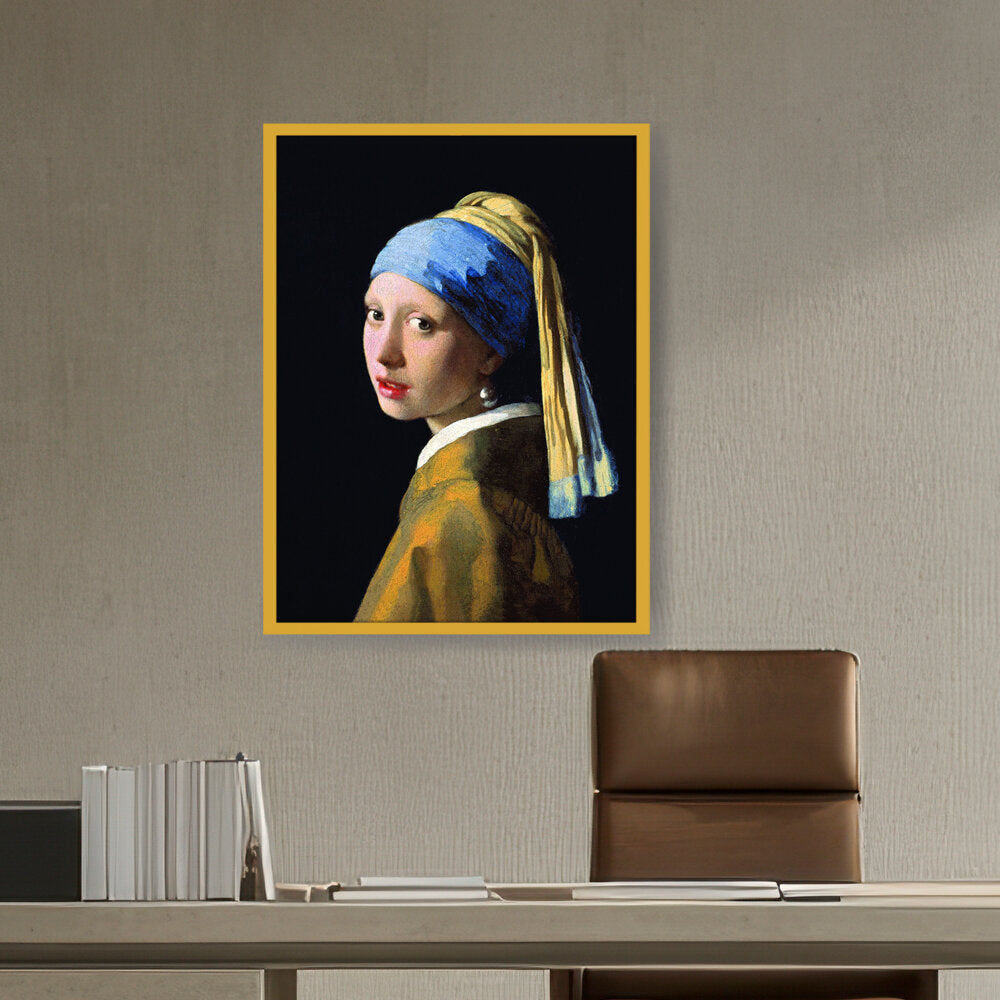 The Girl With A Pearl Earring - Framed Canvas