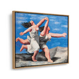 Two Women Running On The Beach - FLOATING FRAME