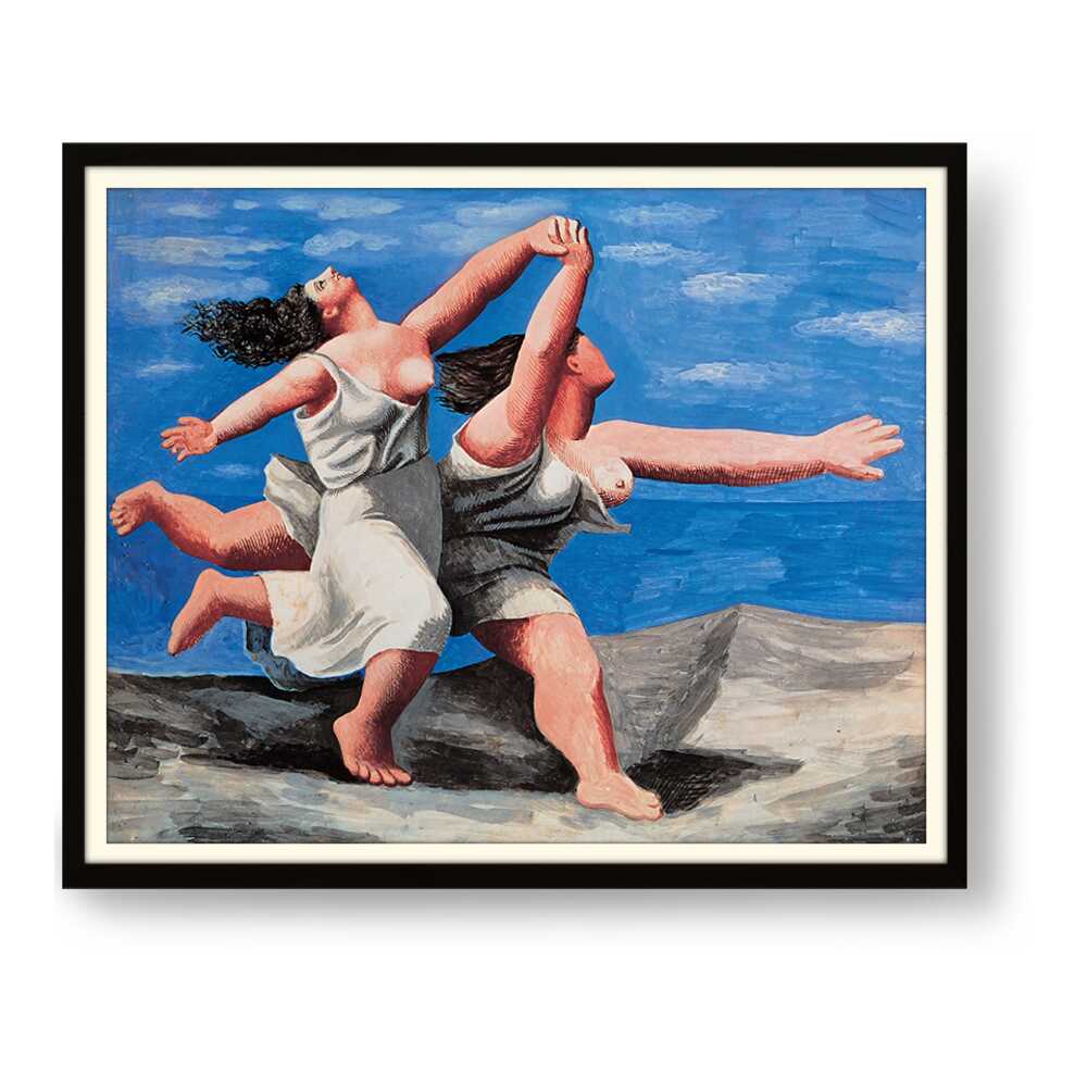 Two Women Running On The Beach - WALL MOUNT FRAME