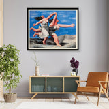 Two Women Running On The Beach - WALL MOUNT FRAME