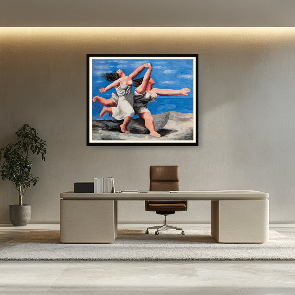 Two Women Running On The Beach - WALL MOUNT FRAME