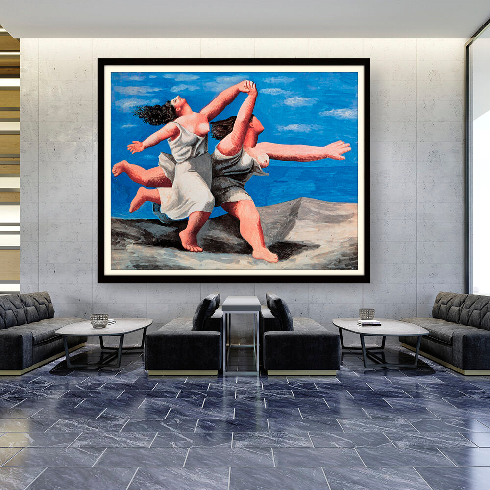 Two Women Running On The Beach - WALL MOUNT FRAME