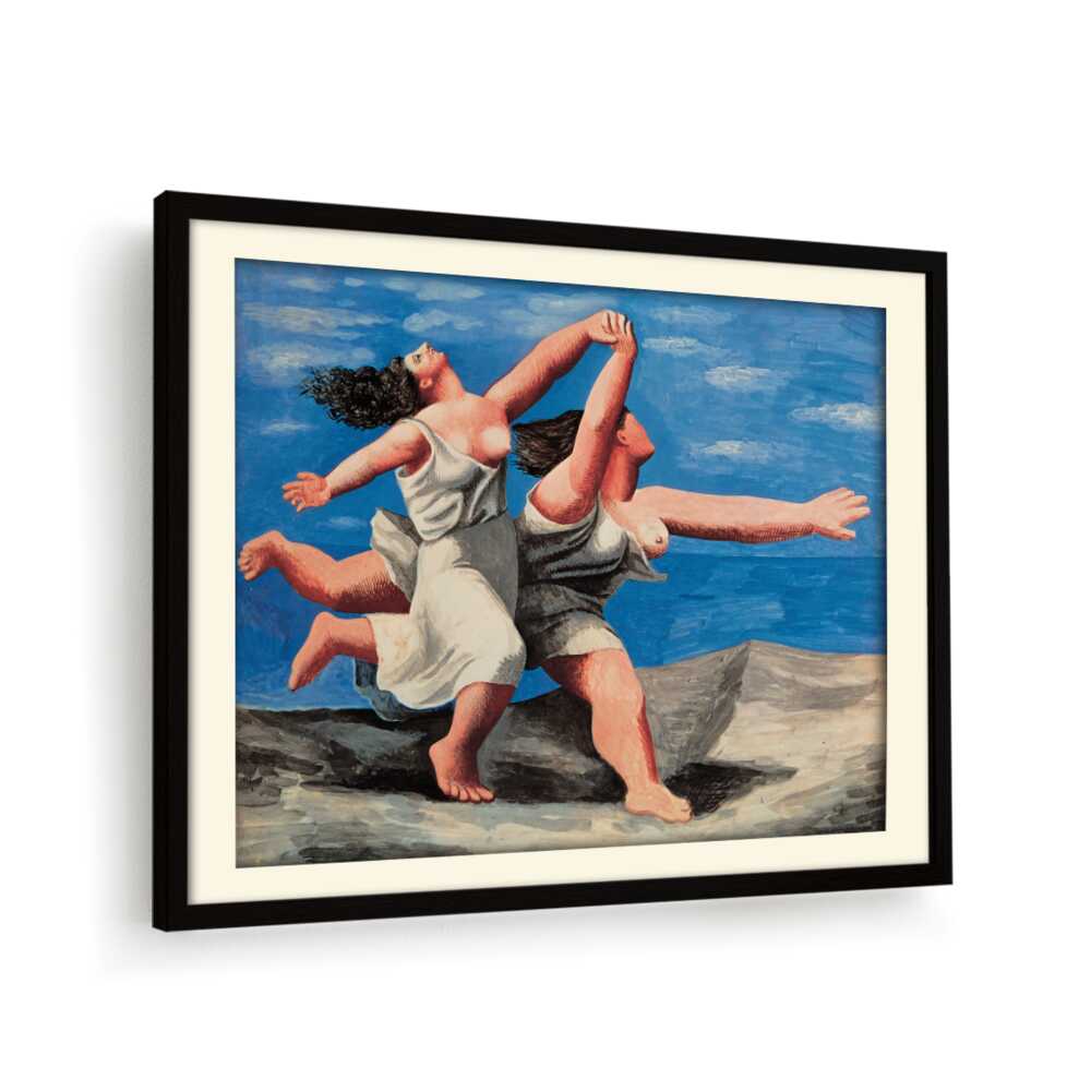 Two Women Running On The Beach - WALL MOUNT FRAME