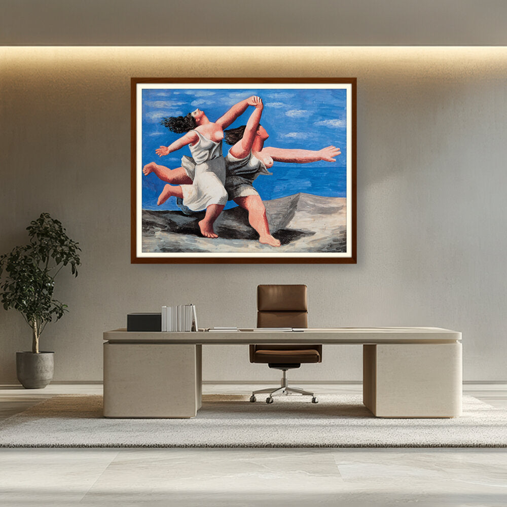 Two Women Running On The Beach - WALL MOUNT FRAME