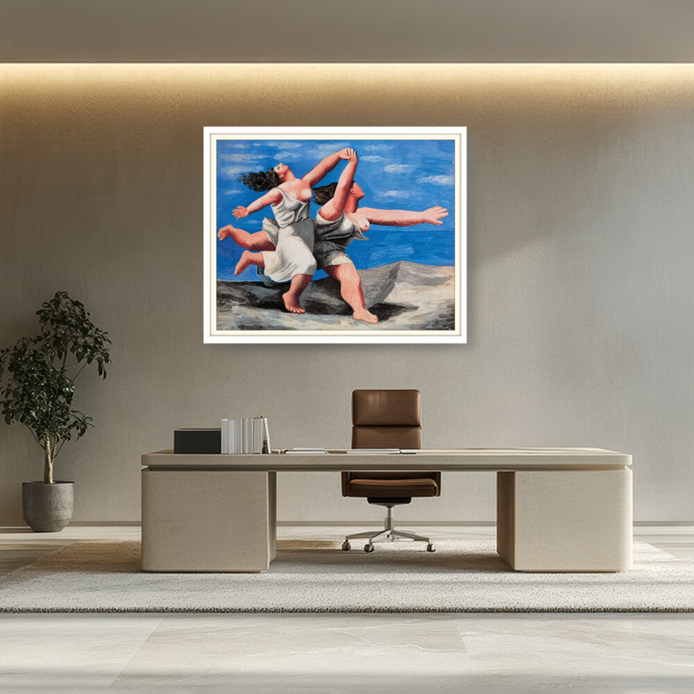 Two Women Running On The Beach - WALL MOUNT FRAME