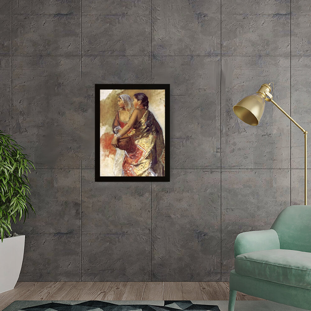 Sketch Two Nautch Girls - Framed Canvas