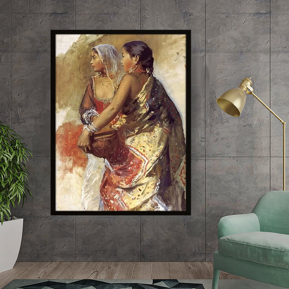 Sketch Two Nautch Girls - Framed Canvas