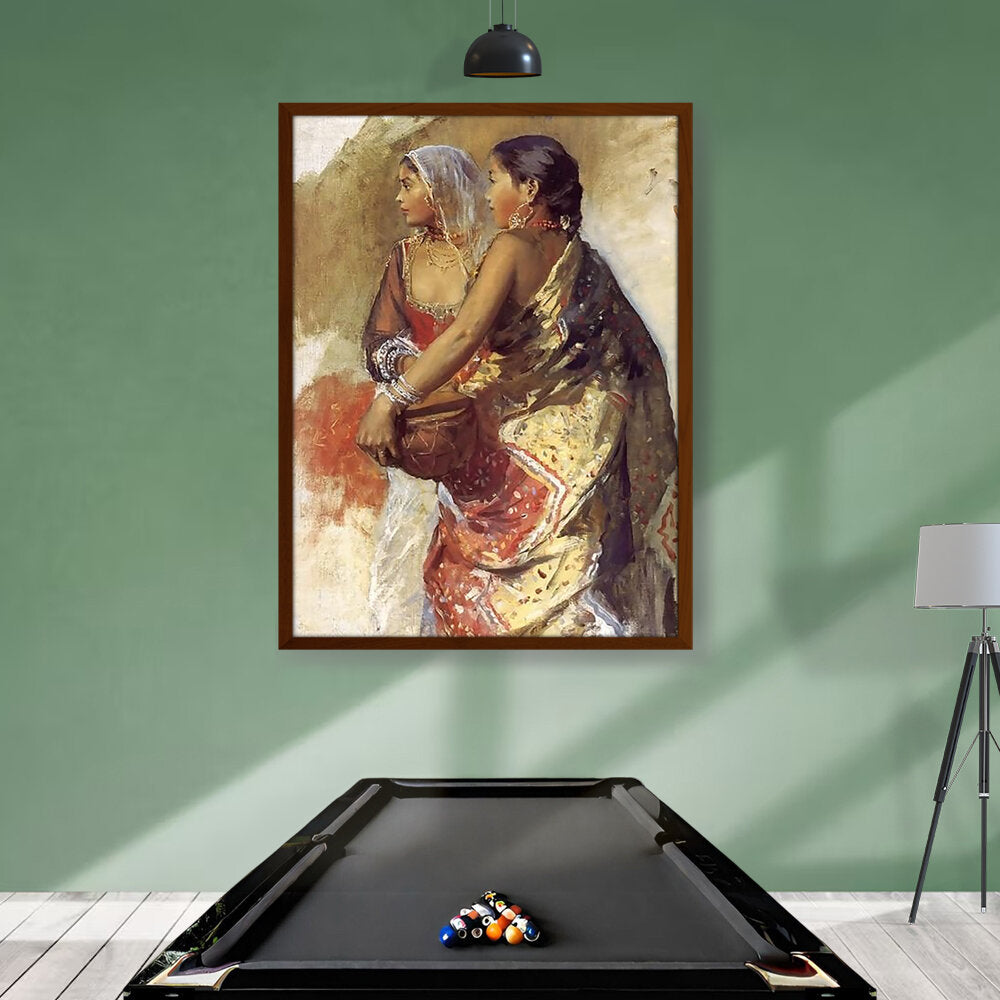 Sketch Two Nautch Girls - Framed Canvas