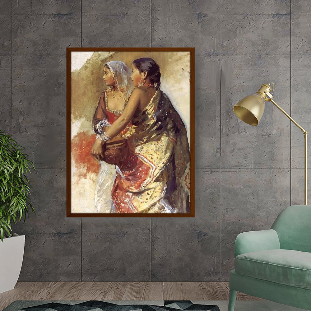 Sketch Two Nautch Girls - Framed Canvas