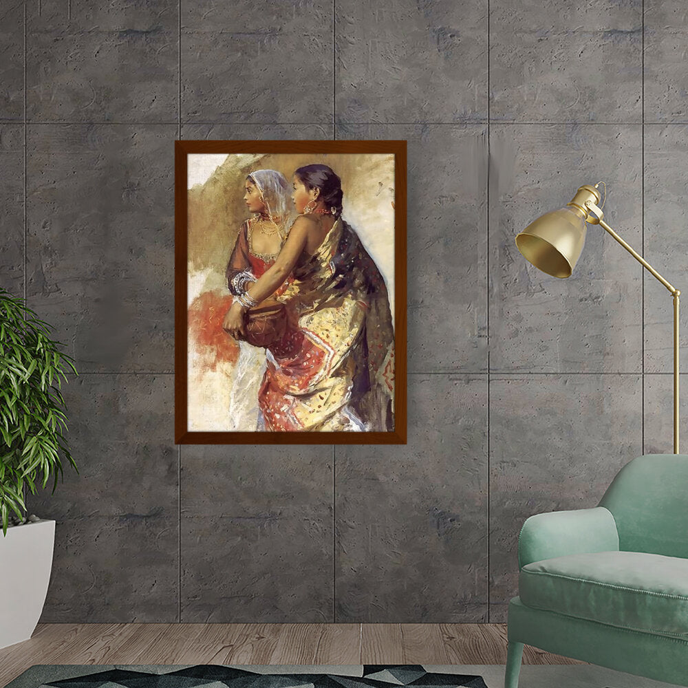 Sketch Two Nautch Girls - Framed Canvas