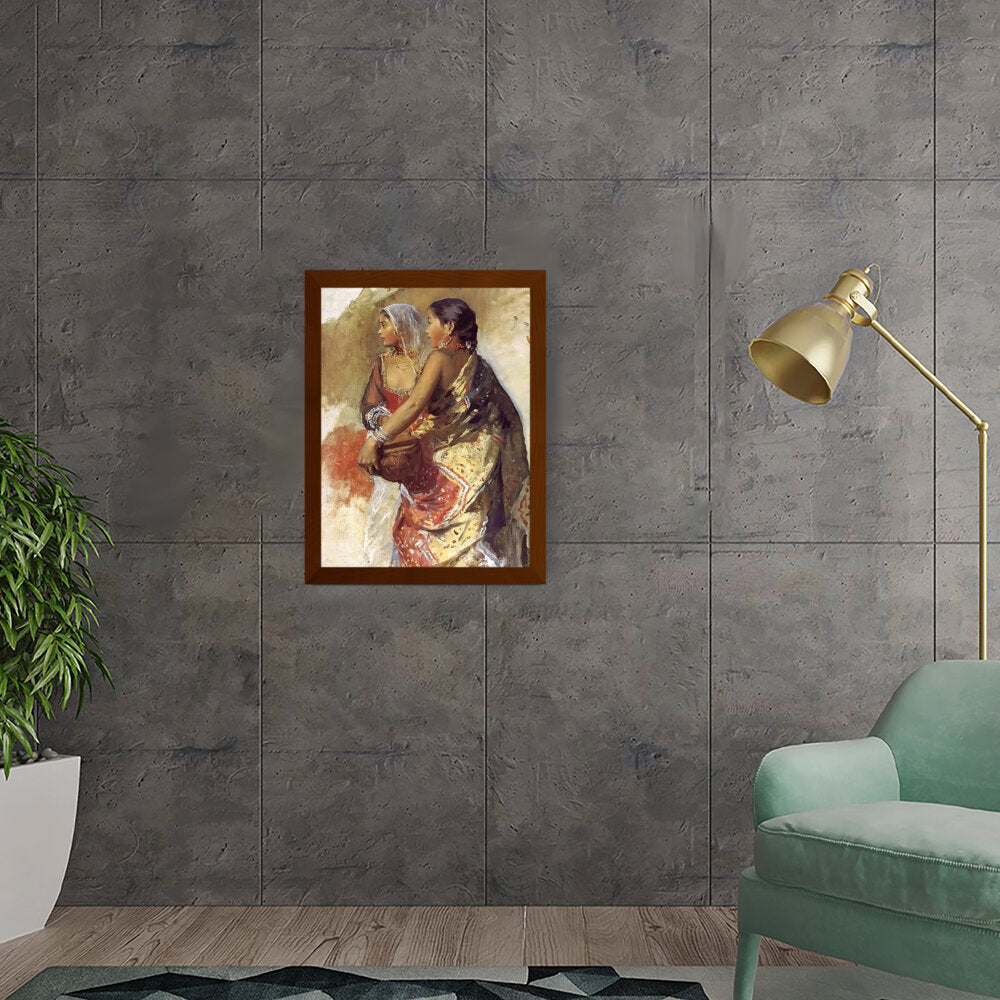 Sketch Two Nautch Girls - Framed Canvas
