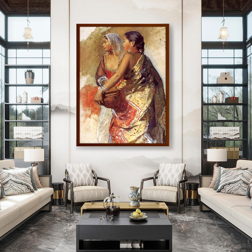 Sketch Two Nautch Girls - Framed Canvas