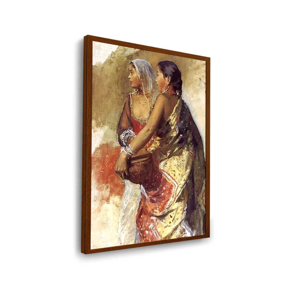 Sketch Two Nautch Girls - Framed Canvas
