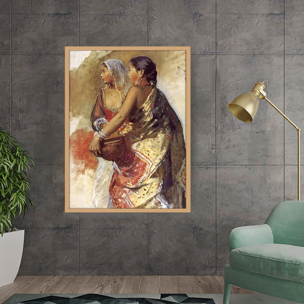 Sketch Two Nautch Girls - Framed Canvas