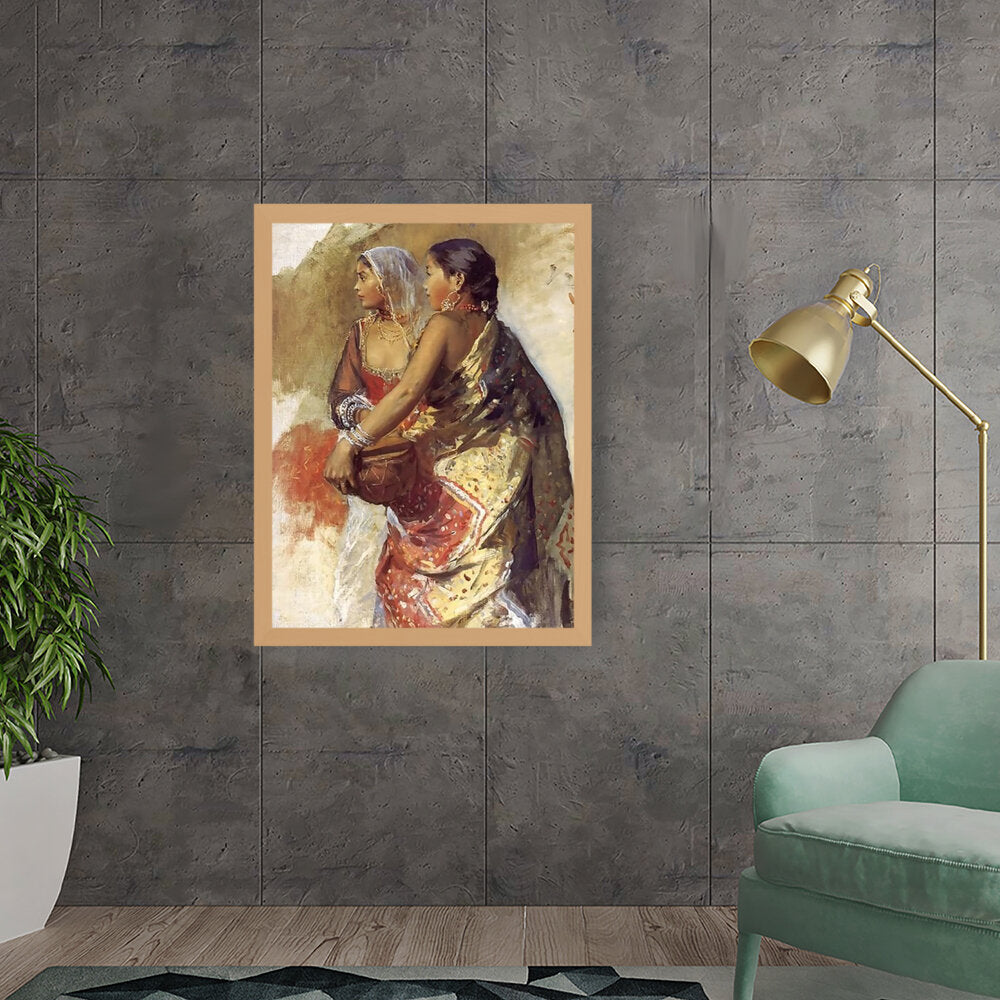 Sketch Two Nautch Girls - Framed Canvas