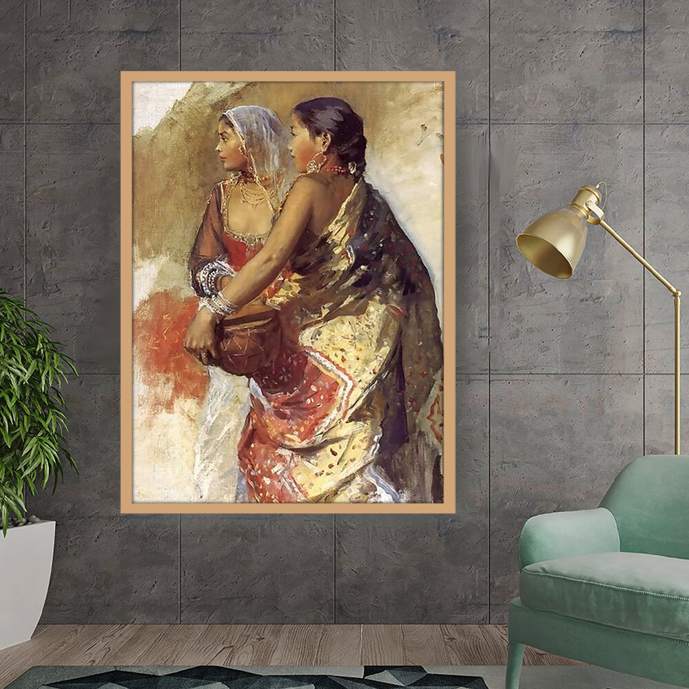 Sketch Two Nautch Girls - Framed Canvas
