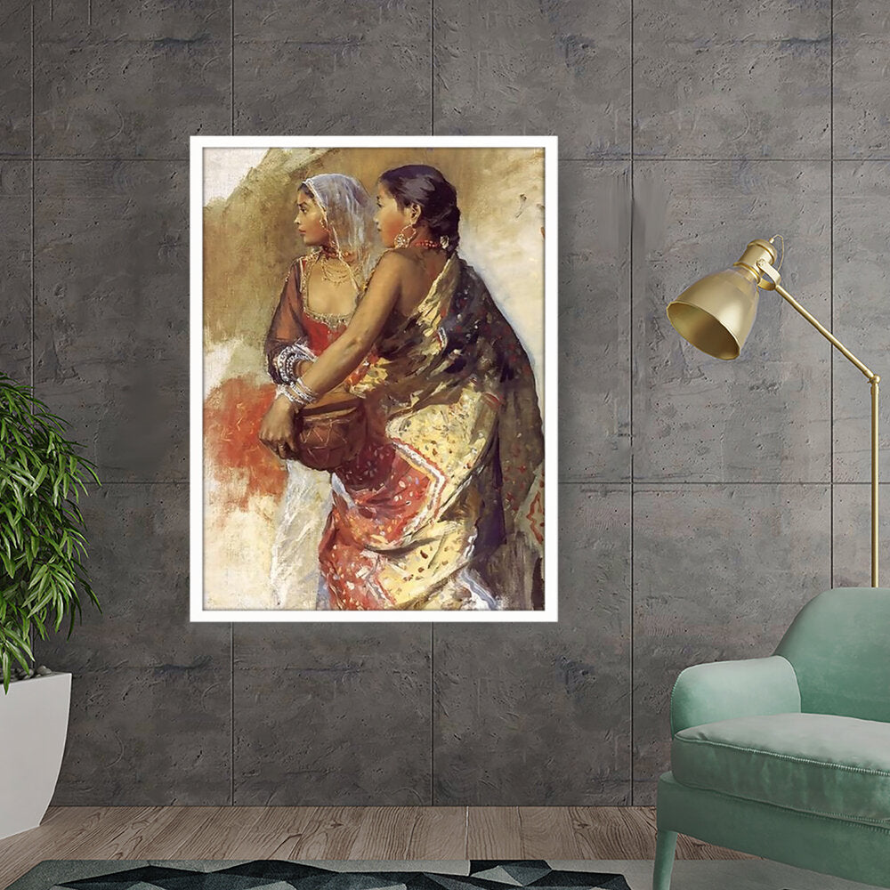 Sketch Two Nautch Girls - Framed Canvas