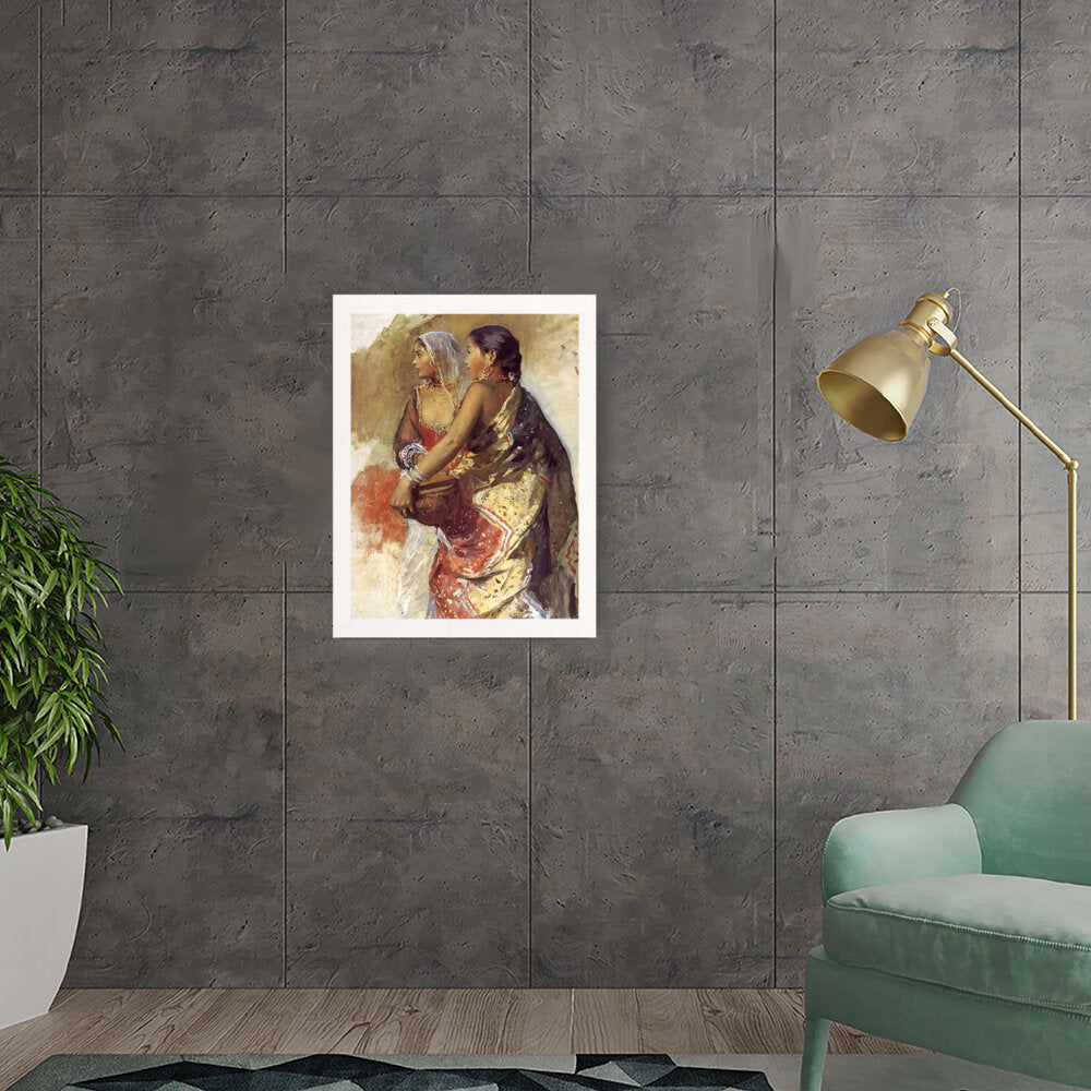 Sketch Two Nautch Girls - Framed Canvas