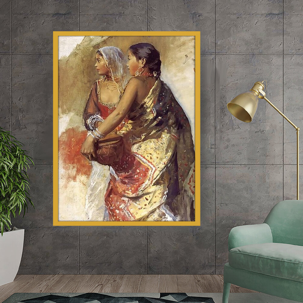 Sketch Two Nautch Girls - Framed Canvas