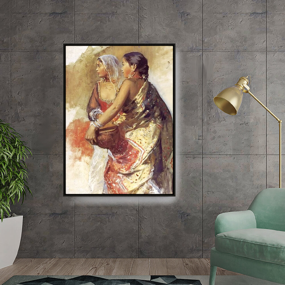 Sketch Two Nautch Girls - FLOATING FRAME