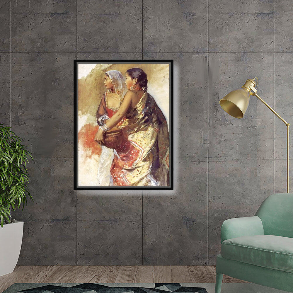 Sketch Two Nautch Girls - FLOATING FRAME