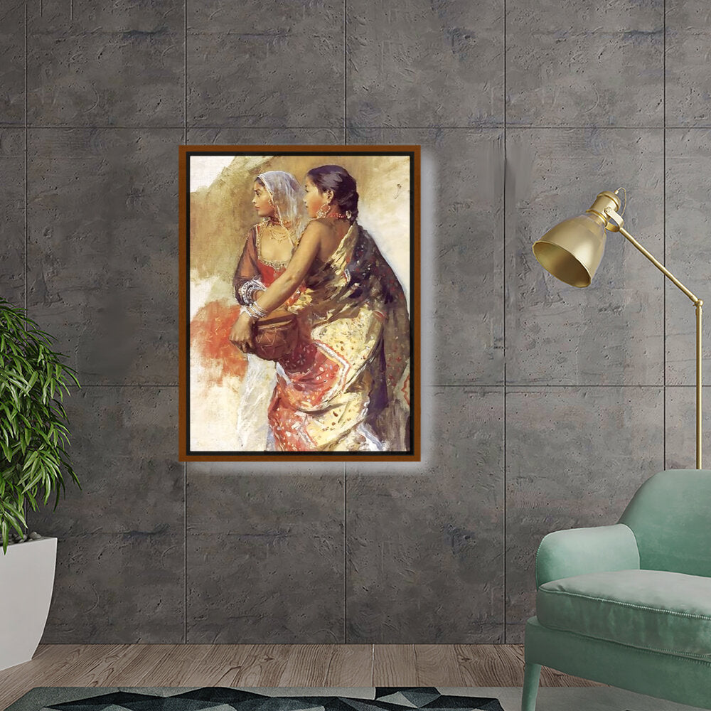 Sketch Two Nautch Girls - FLOATING FRAME