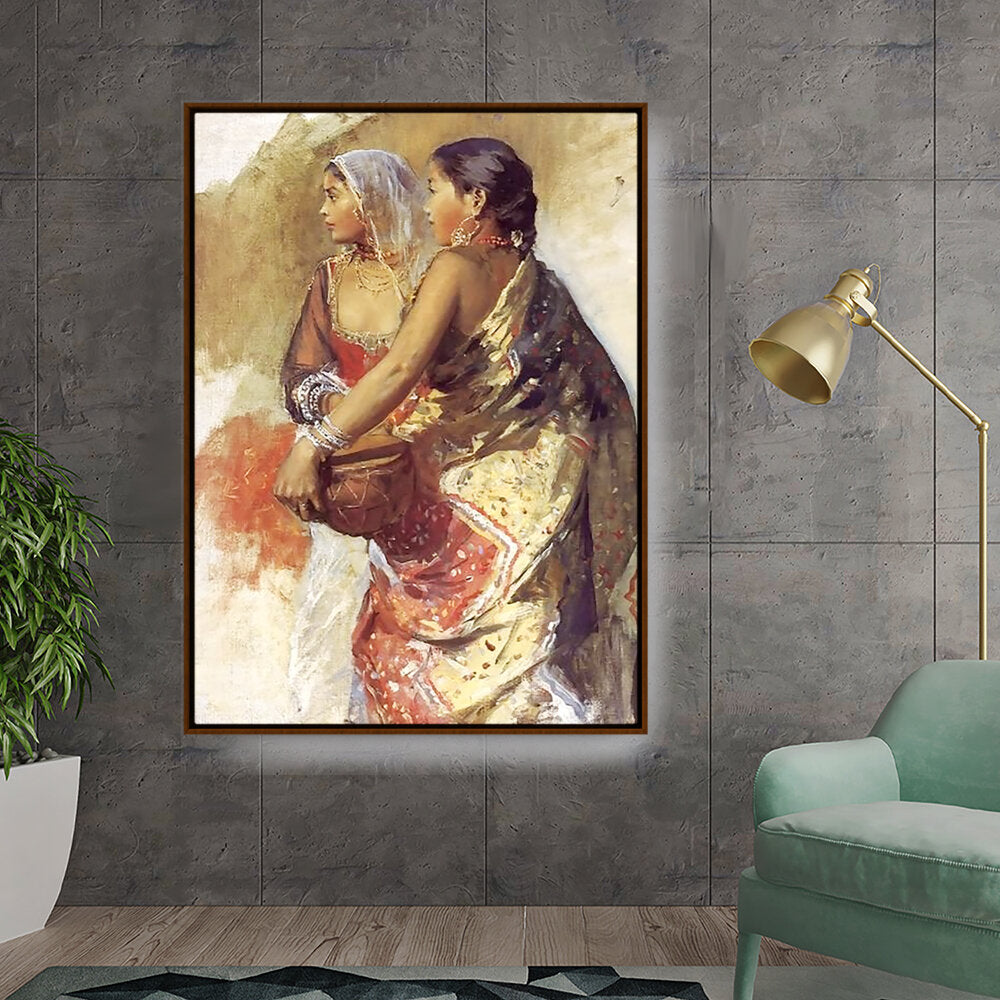 Sketch Two Nautch Girls - FLOATING FRAME