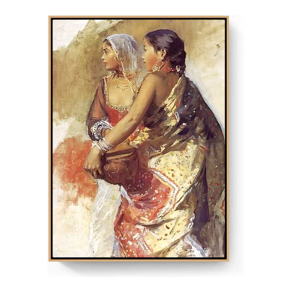 Sketch Two Nautch Girls - FLOATING FRAME