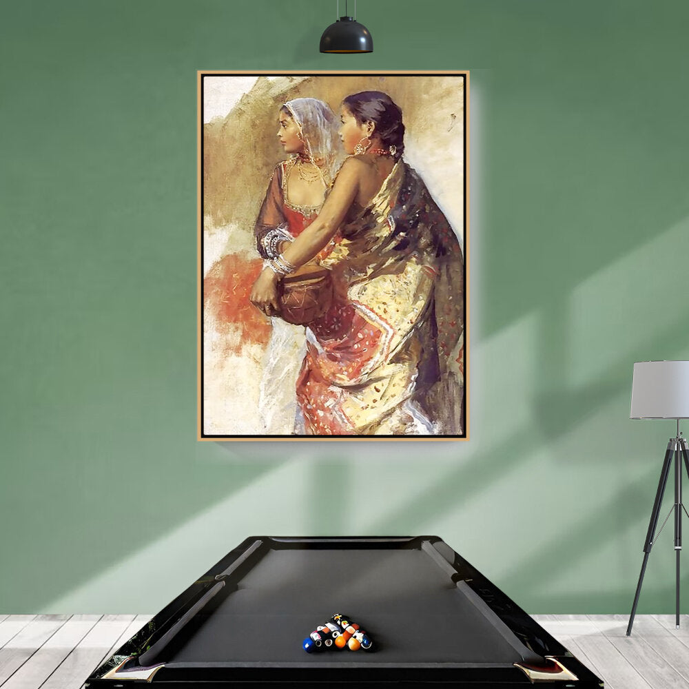 Sketch Two Nautch Girls - FLOATING FRAME