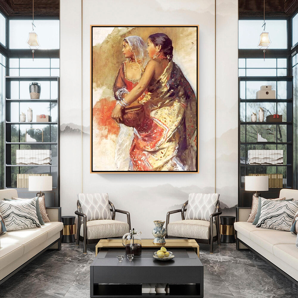 Sketch Two Nautch Girls - FLOATING FRAME
