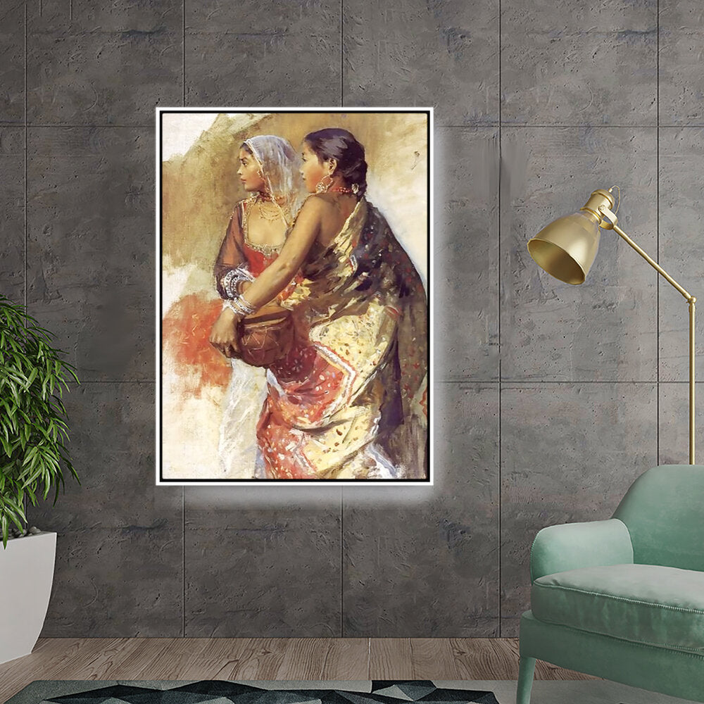 Sketch Two Nautch Girls - FLOATING FRAME