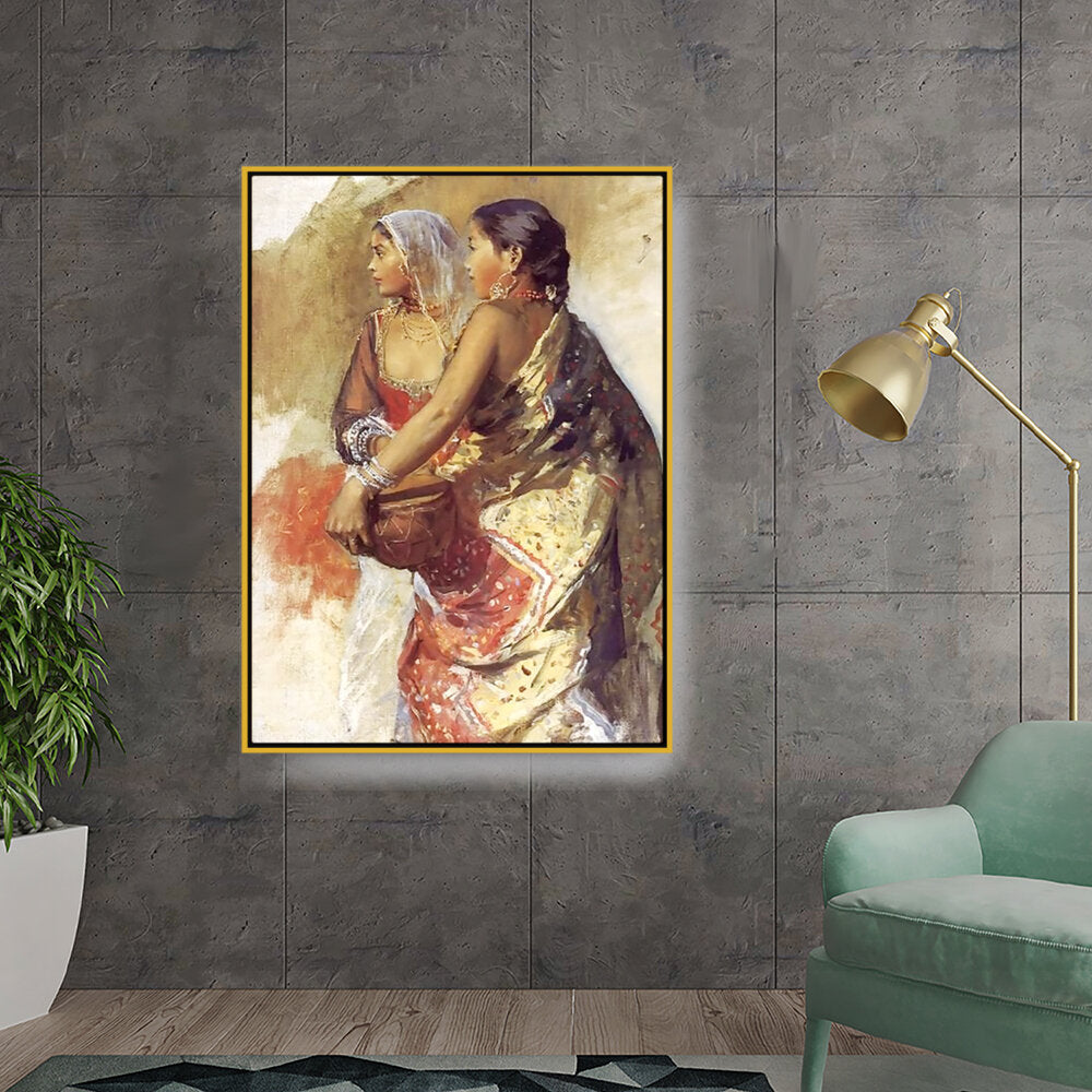 Sketch Two Nautch Girls - FLOATING FRAME